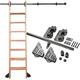 Sliding Door Track Barn Sliding Door Kit Hanging Rail Full Set Hardware + Extention Track (No Ladder), Round Tube Mobile Ladder Track for Home/Indoor/Loft/Library (Size : 20ft/600cm Track kit)