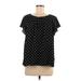 Anne Klein Short Sleeve Blouse: Black Polka Dots Tops - Women's Size Medium