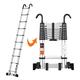 Telescopic Ladders 2.7m/3.5m/3.9m/4.7m/5.1m/5.5m/5.9m/6.3m/7.1m Telescoping Ladder with Hooks, Aluminum Telescopic Foldable Climb Extension Ladders, Black (Size : 2.7M/9FT) (6.3M/20.5FT)