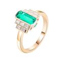 AMDXD 375 Yellow Gold Rings Classic Emerald Green Emerald Created Lab Created Wedding Rings Oval Shape Moissanite Friendship Rings 9K Gold Wedding Band for Women, 18 Carat (750) Yellow Gold, Lab