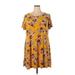 Vibe Sportswear Casual Dress: Yellow Floral Motif Dresses - Women's Size 3X