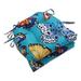 Gracie Oaks Hano Butterfly Garden Turquoise Indoor/Outdoor Chair Pad Cushion Polyester in Blue/Black | 4 H x 17 W in | Wayfair