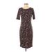 Lularoe Casual Dress - Sheath: Burgundy Floral Motif Dresses - Women's Size Small