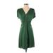 Moda International Casual Dress - Wrap: Green Solid Dresses - Women's Size Small