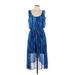 MSK Casual Dress - High/Low: Blue Acid Wash Print Dresses - Women's Size 12