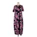 Lularoe Casual Dress - Maxi Crew Neck Short sleeves: Black Floral Motif Dresses - Women's Size 3X