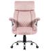Everly Quinn Stonyford Velvet Office Chair w/ Headrest Upholstered/Metal | 47 H x 30 W x 27 D in | Wayfair EAAD30692C874C77973A9BBEDA447B86