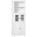 Modern White Kitchen Buffet with Hutch, Space-Saving 4-Door Pantry Cabinet, Adjustable Shelves, Anti-Tipping Straps