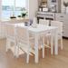 Solid Wood 5-Piece Dining Set with Upholstered Arm Chairs - White Table & Beige Chairs