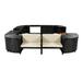 Spa Surround Spa Frame Quadrilateral Outdoor Rattan Sectional Sofa Set with Mini Sofa, Wooden Seats and Storage Spaces