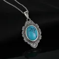 Collana in argento S925 Collana con pendenti in turchese naturale Gioielleria raffinata per le donne Regali per feste vintage con catena