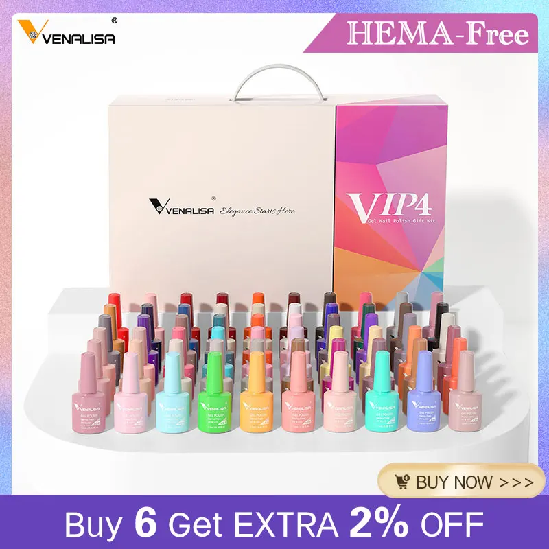 7,5 ml VENALISA Gel-Nagellack-Set VIP4 Hema Free NailManicure Soak Off Base Nowipe Topcoat UV LED Nagelgel-Lack-Set Image