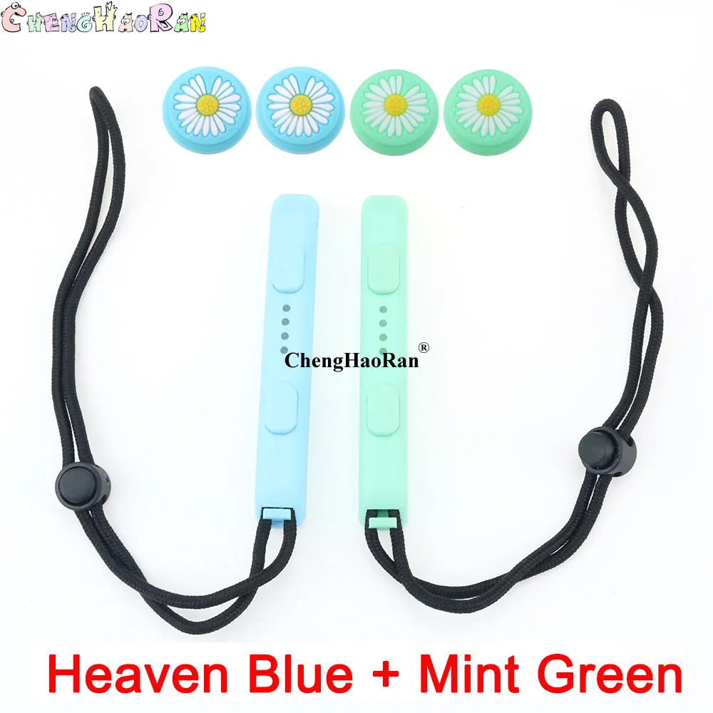 1 Paar Handschlaufe Band Handseil Lanyard + 4 Stück Thumbstick-Griffkappe für Nintendo Switch Joy-Con / OLED Controller Gamepad Joycon Image