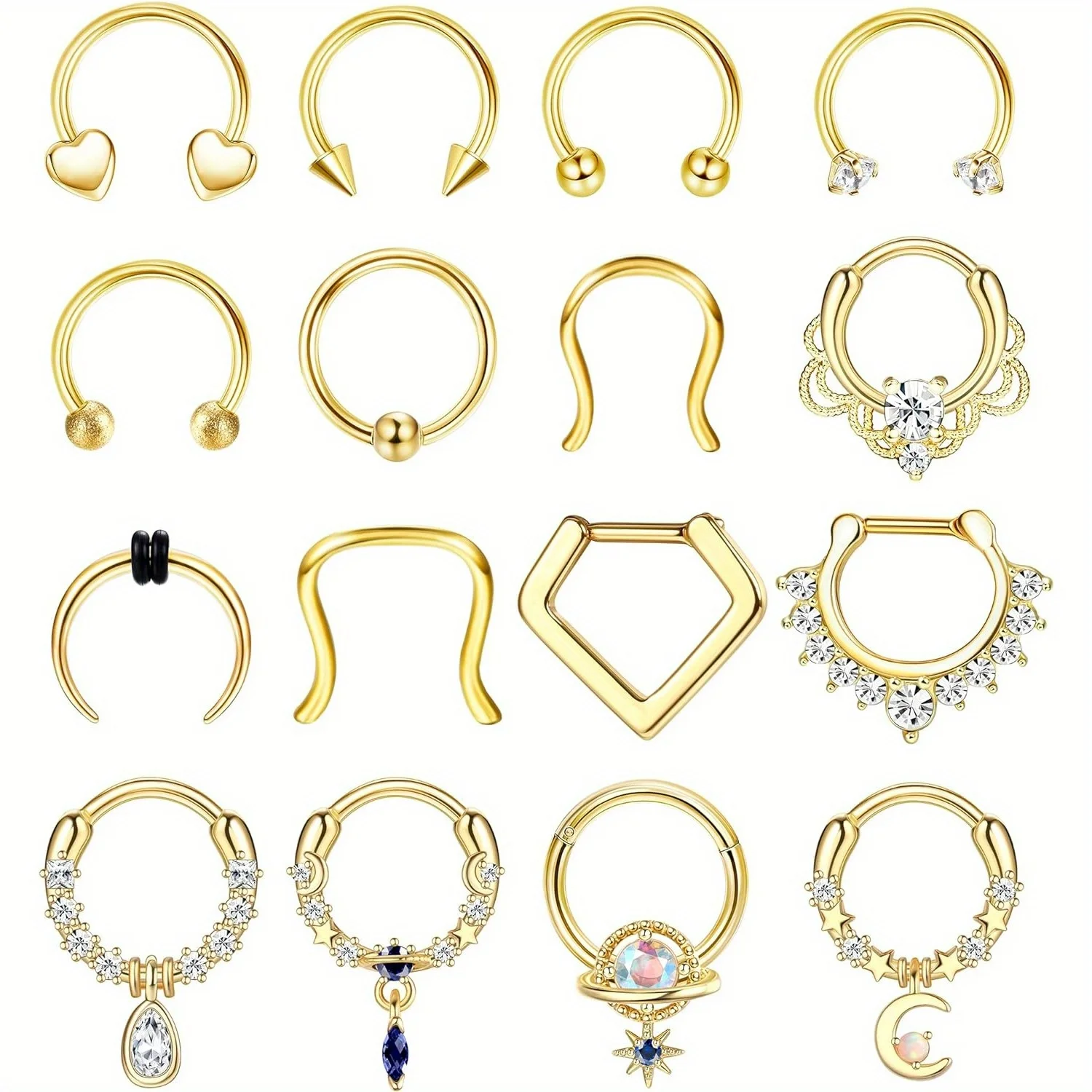 Drperfect chirurgische Stahl Septum Ringe 16g hypo allergene Hufeisen Klapp Septum Nase Lippen knorpel Piercing Schmuck 10mm Image