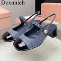 Sandales Décoratives à Talons Carrés pour Femme Chaussures Simples Baotou Eau Colorée Diamant