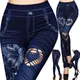 Jean skinny sexy pour femme jegging taille haute imprimé 600 longueur cheville legging slim