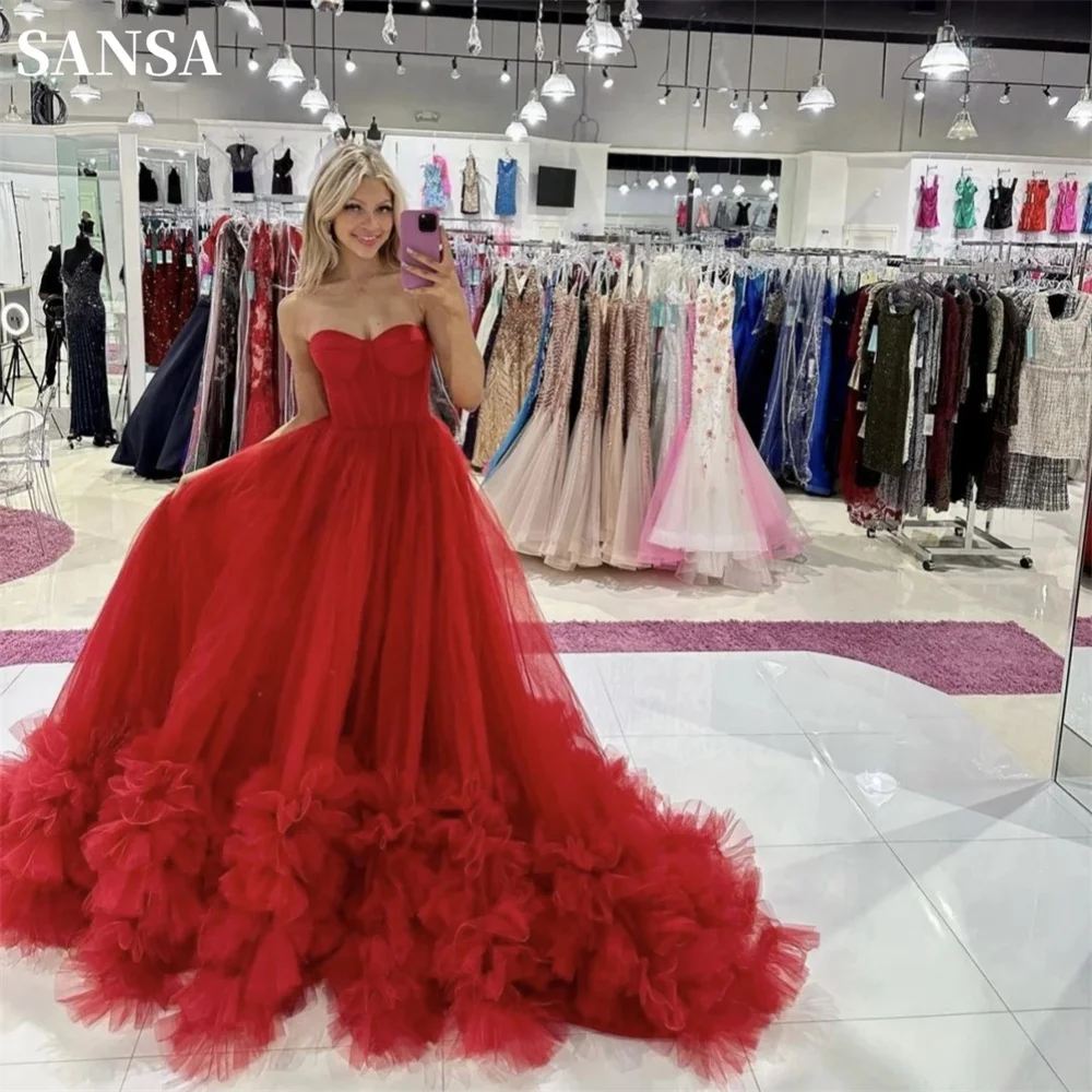 Sansa-Robe de Rhprincesse rouge personnalisée, robe de Rhgonflée, robe de mariée en fibre, chérie, 2024
