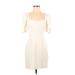 French Connection Casual Dress - Party Square Short sleeves: Ivory Dresses - Women's Size 4