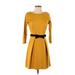 Girls from Savoy Casual Dress - Sweater Dress: Yellow Solid Dresses - Women's Size X-Small