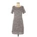 Papillon Blanc Casual Dress - Shift: Gray Tweed Dresses - Women's Size Medium