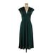 MNG Casual Dress - A-Line: Green Solid Dresses - Women's Size Medium