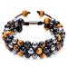 Triple Protection Bracelet 8/10MM Hematite Black Agate Tigers Eye Stone Bracelet Healing Crystal Natural Stone Bead Bracelets for Men Bring Prosperity Luck