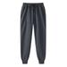 Sehao sweat pants for mens Hop Casual Solid Track Lace-up Workout Pants with Pocket men s pants Dark Gray L