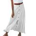 knqrhpse Maxi Dress Summer Dresses for Women Skirts for Women Linen Dress Ladies Summer Solid Cotton And Half Length Slit Midwaist Dress Womens Dresses White Dress S