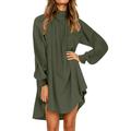 knqrhpse Long Sleeve Dress Beach Dresses for Women Corset Dress Long Dresses for Women Beach Womens Holiday Dress Irregular Dress Long Sleeve Fall Ladies Party Womens Dress Army Green Dress M