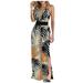 knqrhpse Jumpsuits For Women Wide Leg Pants For Women Backless Print Fashion Leg Jumpsuit Women Floral Slit Women s Jumpsuit Cargo Pants Women Khaki XL