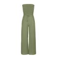 knqrhpse Jumpsuits For Women Wide Leg Pants For Women Women S Casual Jumpsuit Off The Shoulder Solid Color Strapless Wide Leg Jumpsuit Cargo Pants Women Army Green XL