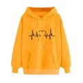 iOPQO hoodies for women Women s Casual Print Hoodie Sweatshirt Pullover Tops Long Sleeve Top Women s T-Shirts Yellow L