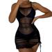 iOPQO Swimsuit Coverup for Women Bathing Suit Cover Up Women Sheer Mesh Cover Up Shorts Beach Cover Up Beach Wrap Bikini Wraps Pom Sheer Chiffon Cover Up Black Xxl Beach Outfits Women Swimsuits