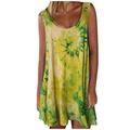 knqrhpse Sundresses for Women For Women Midi Dresses for Women Casual O-Neck Colorful Vest Tie-Dye Print Dress Women Loose Sleeveless Women s Dress Womens Dresses Yellow Dress 3Xl