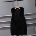 PIKADINGNIS New Womens Winter Faux Fur Coat Fashion High Quality Long Faux Fox Fur Vest Solid Sleeveless Warm Plush Jacket