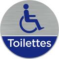 Signaletique.biz France - Pictogramme toilettes handicapés (Q0462). Autocollant souple effet alu