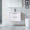 Meuble sous Lavabo Suspendu 60cm, avec Lavabo en Céramique, Robinet, 2 Grands Tiroirs, Meuble Salle