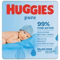 Huggies Pure 99% Water Baby Wipes, Jumbo+ Pack, 18 x 56 per Pack