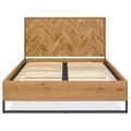 Vaughan Chevron Oak Panel Bed Frame - Double In Brown