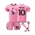 (20, PINK 10B) 2024 Boys Girls Football Jersey Suit Miami Home MESSI 10# SUAREZ 9# Kids Sports Fans soccer Jersey set
