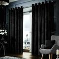 ( Black (IMP), 46" x 54" (116cm x 137cm)) Crushed Velvet Curtains Eyelet Ring Top Ready Made