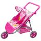 The Magic Toy Shop Twin Dolls Stroller Pushchair Baby Doll Buggy Pram with Storage Basket Girls Toy