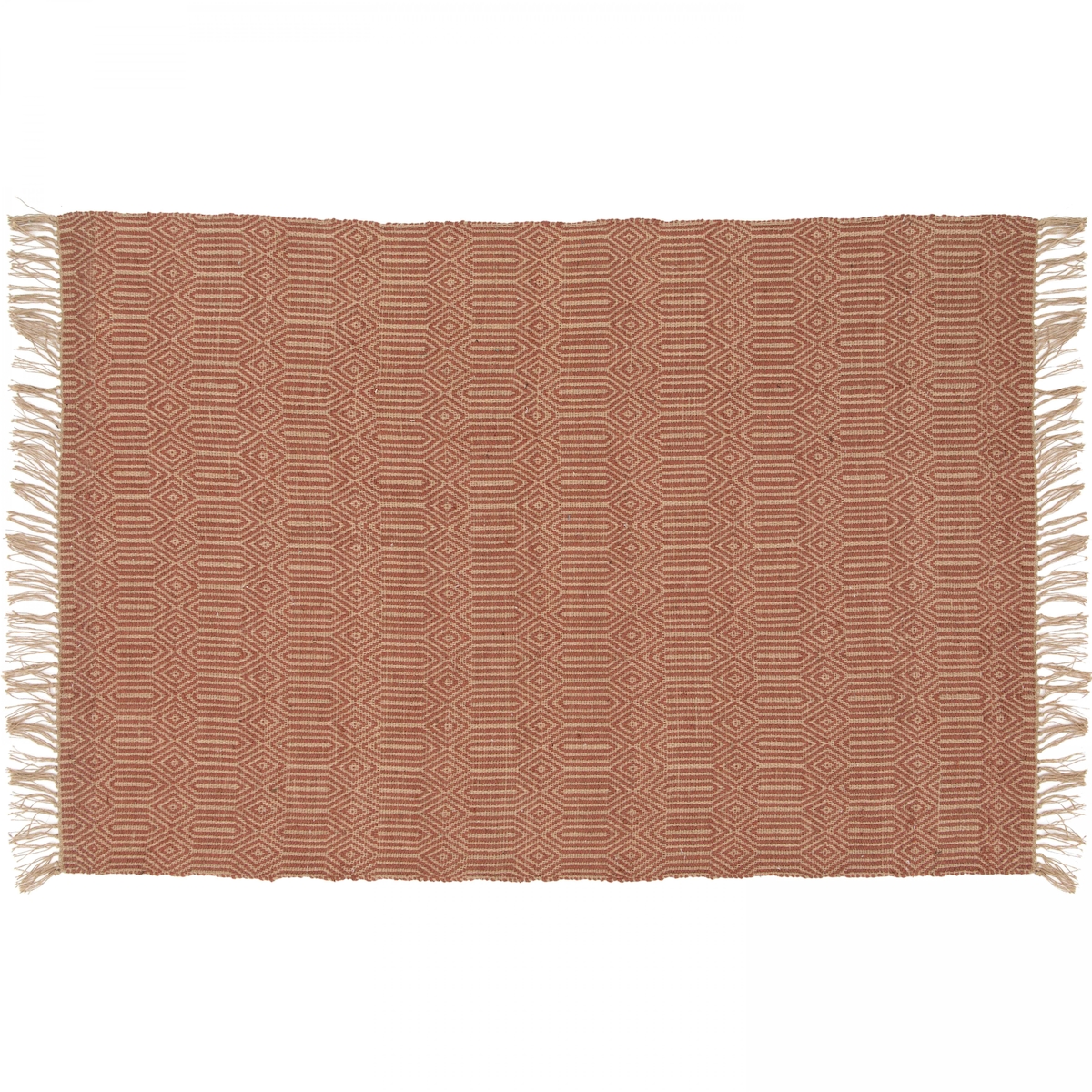 Oviala Business Handgewebter Fransenteppich aus natürlicher Jute terracotta 160 x 230 cm Image