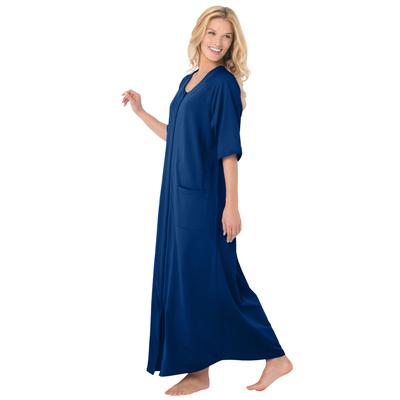 Plus Size Women's Long French Terry Zip-Front Robe...