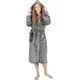 Monhouse Womens Dressing Gown - Soft & Cosy Long Bathrobe - Ladies Flannel Luxury Housecoat - Fluffy Spa Robe - Dark Grey Uk 20-22