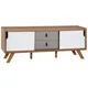 Beliani Tv Stand Light Wood With White Acton