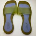 J. Crew Shoes | J.Crew Vtg Womens Plastic Green And Purple Slide Square Toe Sandal Flat Size 6 | Color: Green/Purple | Size: 6