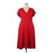 Lane Bryant Casual Dress - Fit & Flare: Red Solid Dresses - Women's Size 18 Plus