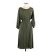 By Anthropologie Casual Dress - Popover: Green Solid Dresses - Women's Size Medium Petite