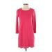 Adrienne Vittadini Casual Dress - Shift: Pink Solid Dresses - Women's Size X-Small